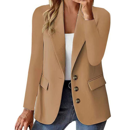 Women’s Elegant Long Sleeve Blazer – Casual Solid Colour Office Jacket UK