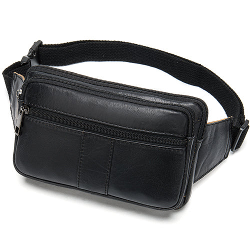 Genuine Cowhide Leather Men’s Waist Bag – Retro Crossbody Hip Bag