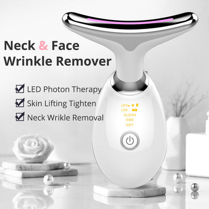 EMS Thermal Neck Lifting Massager with LED Light Therapy – Electric Microcurrent Wrinkle Remover
