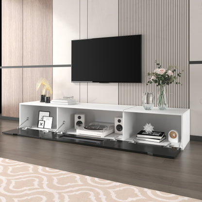 TV Cabinet, High-gloss TV Cabinet, Matching Colours In White And High-gloss Black, With Colour-changing LED Lights.only Front Cabinet Door High-gloss