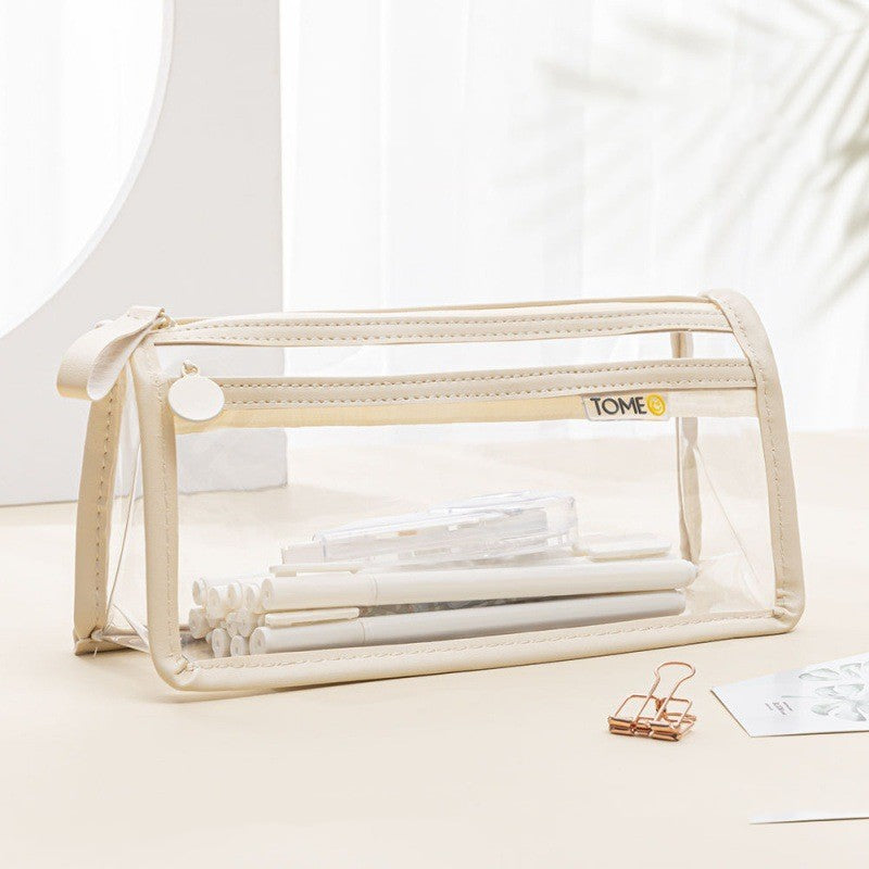 Office & School Supplies Transparent Double-Layer Pencil Case – Large Capacity Exam Stationery Bag