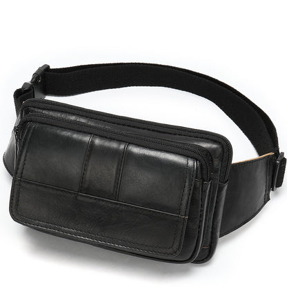 Genuine Cowhide Leather Men’s Waist Bag – Retro Crossbody Hip Bag