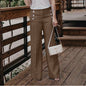 Women’s High Waist Button Wide Leg Cotton Trousers