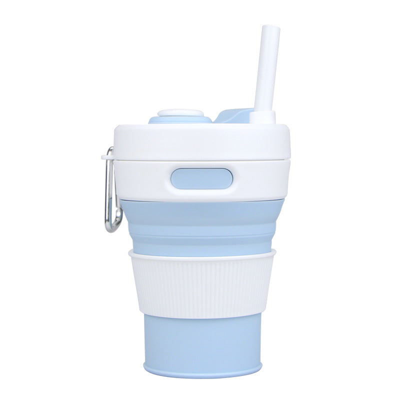 Silicone Folding Cups Portable Compression Cup With Straw