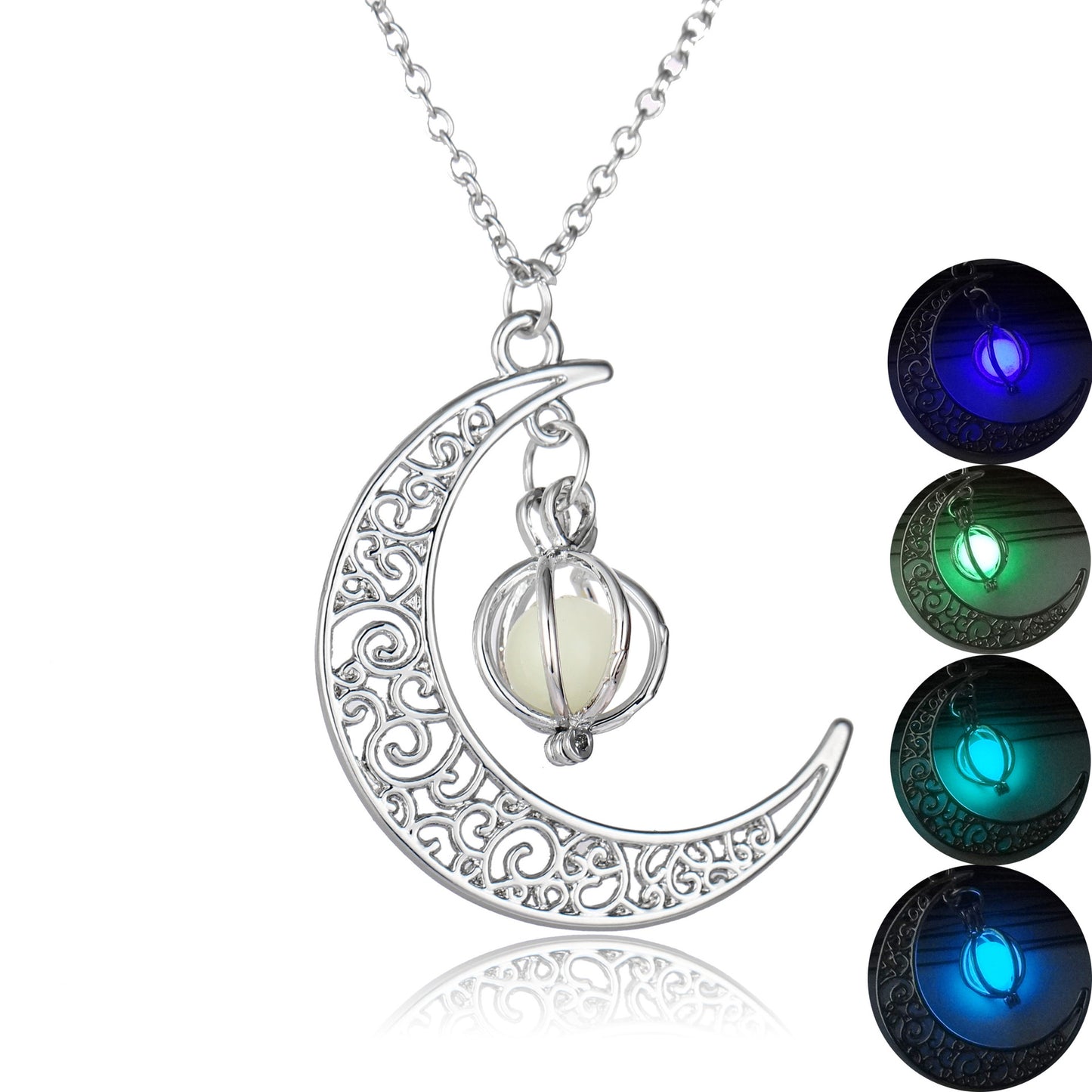 Women’s Moon Glow Pendant Necklace – Natural Stone Luminous Charm Jewellery Gift UK