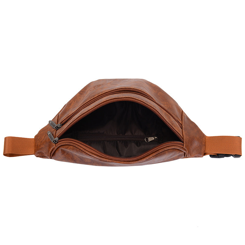 Retro PU Leather Crossbody Waist Bag for Men – Lightweight Everyday Sling Bag