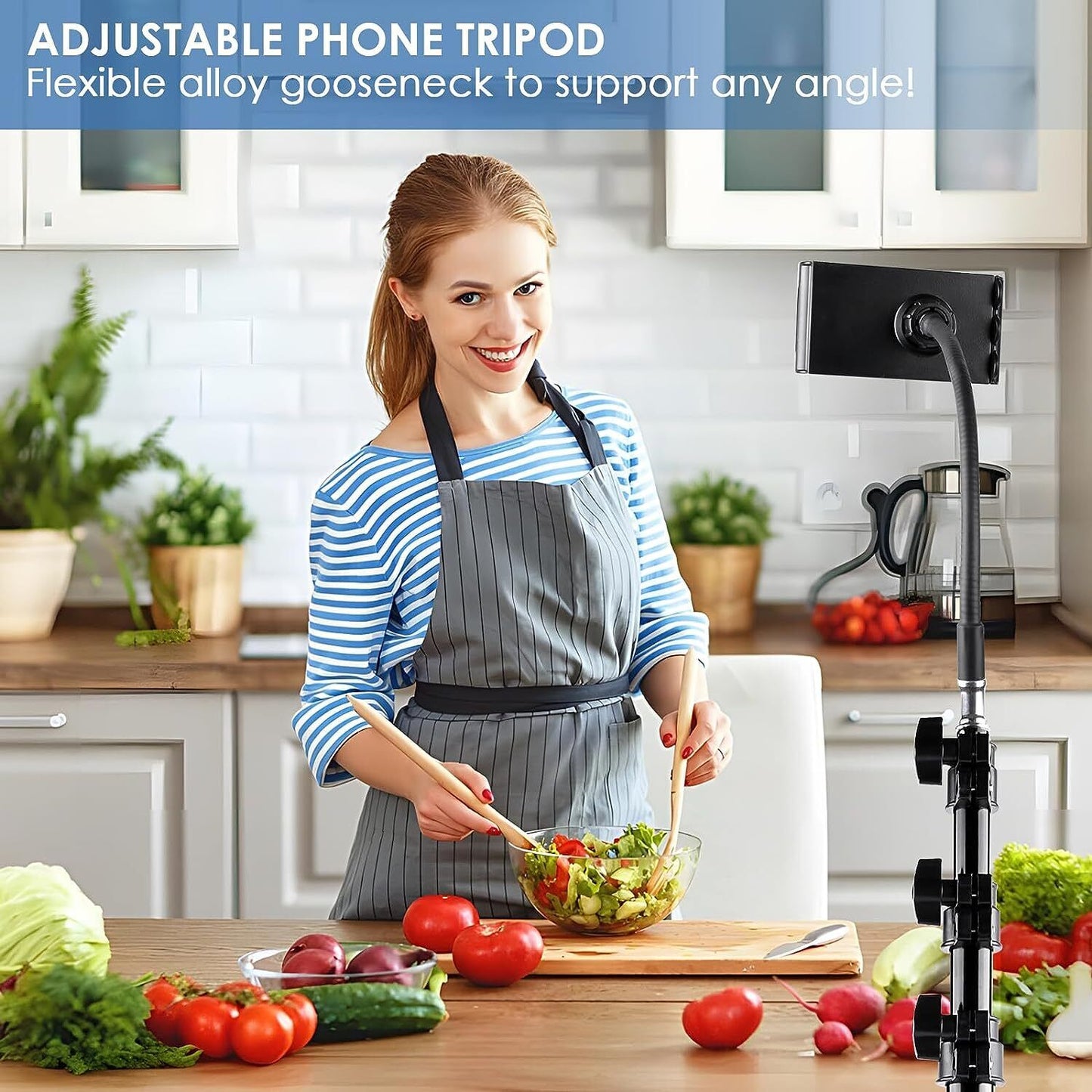 170cm Tall Flexible Phone Tripod With Gooseneck Heavy Duty Phone Tripod Stand UK
