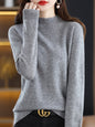 Women’s Wool Blend Half Turtleneck Jumper – Loose Fit Office Knit Sweater