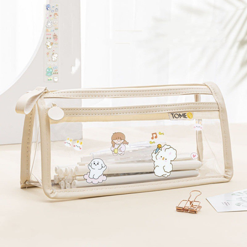 Office & School Supplies Transparent Double-Layer Pencil Case – Large Capacity Exam Stationery Bag