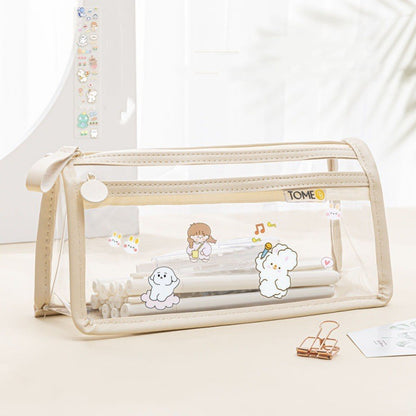 Office & School Supplies Transparent Double-Layer Pencil Case – Large Capacity Exam Stationery Bag