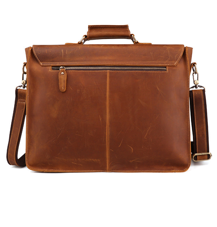 Genuine Leather Men’s Business Briefcase – Premium Cowhide Office Messenger Bag