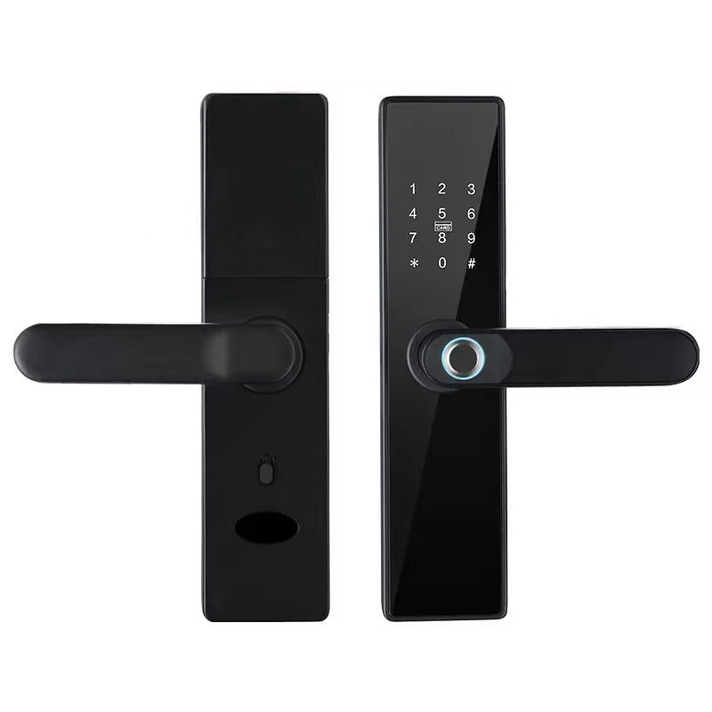 Smart Wooden Door Fingerprint Lock WiFi Password Access Door Intercom Security Handle