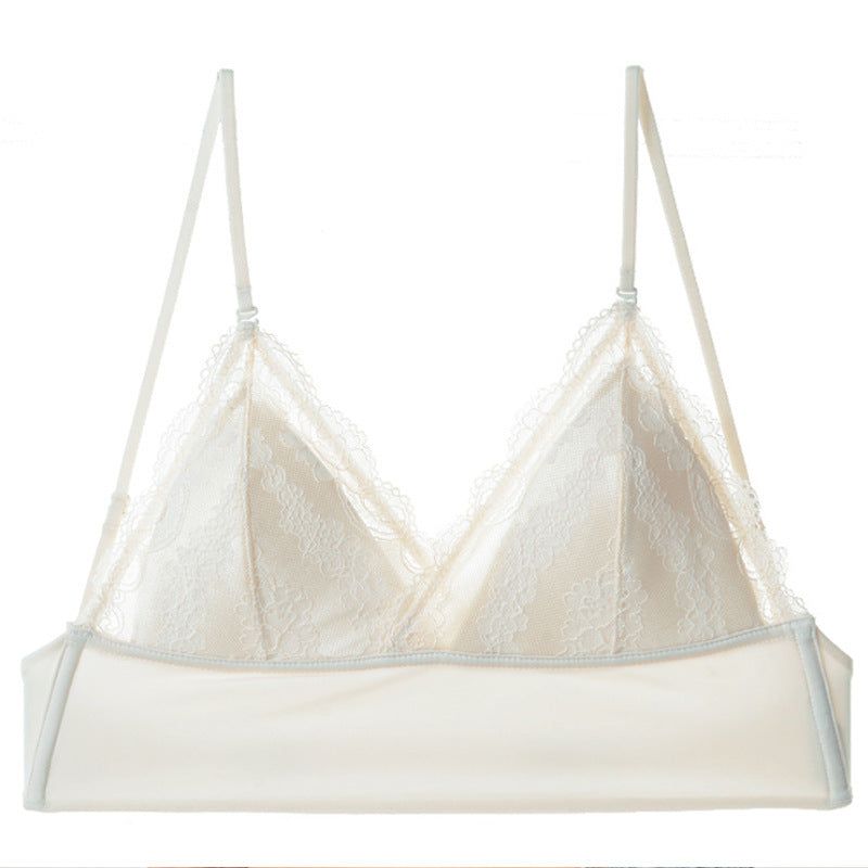 Women’s Lace Halter Bra – Wire free Low Back Seamless Bralette