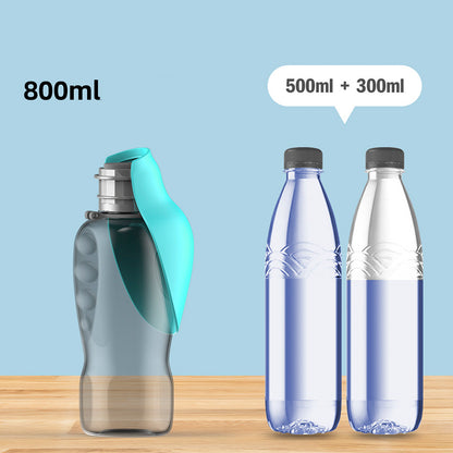 Portable Dog Water Bottle 800ml Leakproof Travel Dispenser with Foldable Bowl for Walking & Hiking