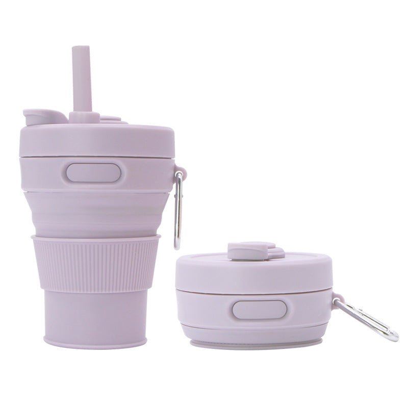 Silicone Folding Cups Portable Compression Cup With Straw