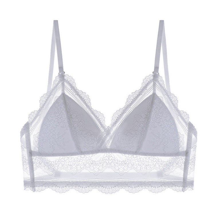 Women’s Lace Halter Bra – Wire free Low Back Seamless Bralette