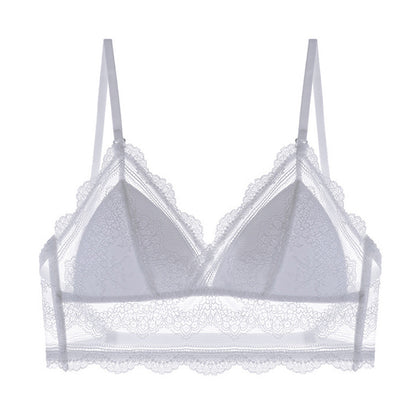 Women’s Lace Halter Bra – Wire free Low Back Seamless Bralette