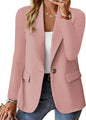 Women’s Elegant Long Sleeve Blazer – Casual Solid Colour Office Jacket UK