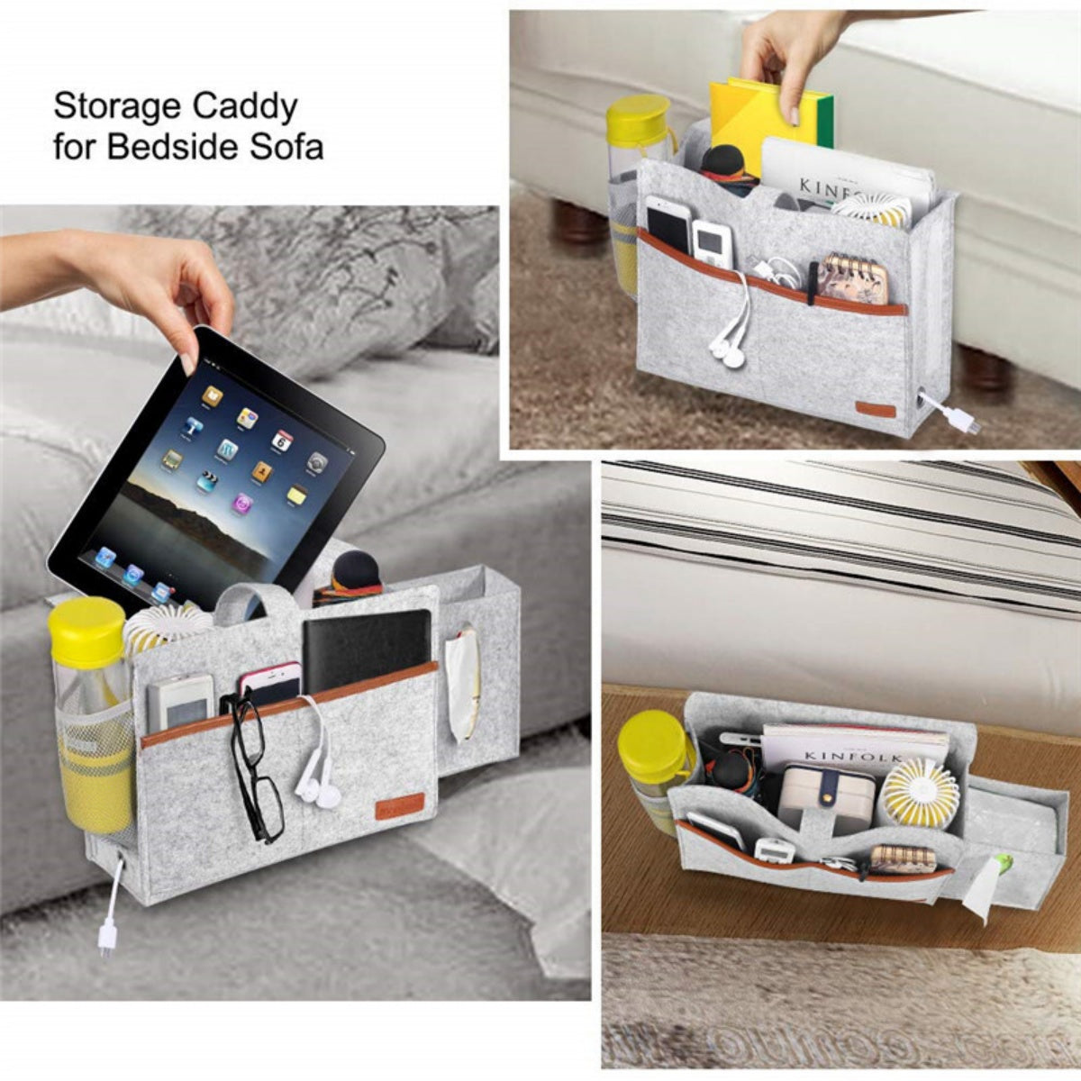 Bedside BIGGER Storage Caddy Sofa Desk Felt Hanging Bag Pocket Organizer 3 Color