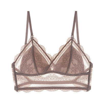 Women’s Lace Halter Bra – Wire free Low Back Seamless Bralette