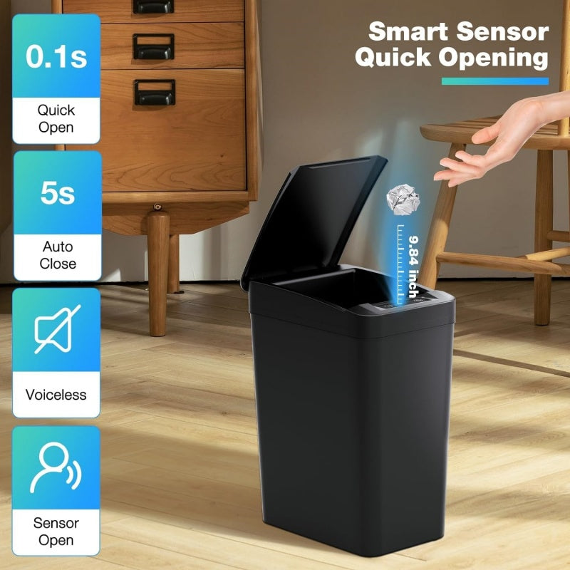 12L Smart Trash Bin Rubbish Motion Sensor Touchless Bathroom Odourles Toilet Can