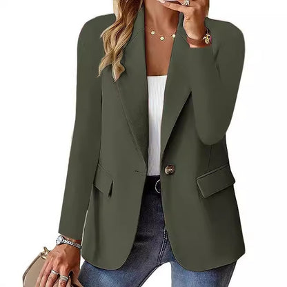 Women’s Elegant Long Sleeve Blazer – Casual Solid Colour Office Jacket UK