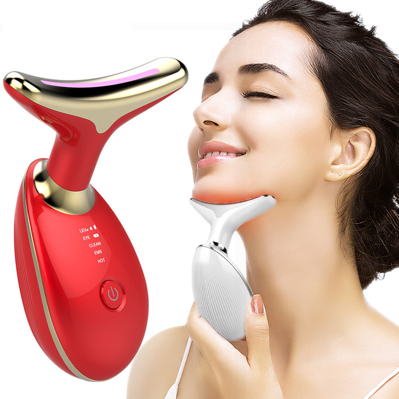 EMS Thermal Neck Lifting Massager with LED Light Therapy – Electric Microcurrent Wrinkle Remover
