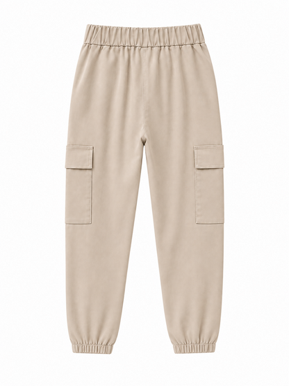 Boys Beige Cargo Jogger Trousers