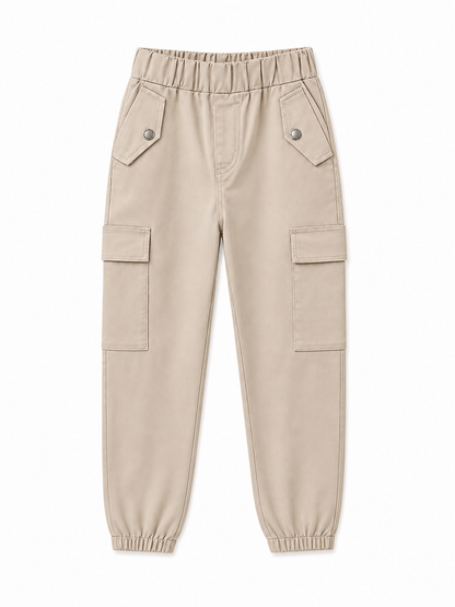 Boys Beige Cargo Jogger Trousers